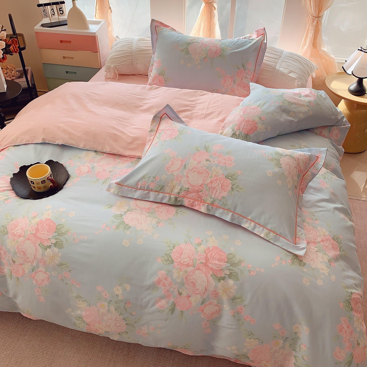 91家纺网 家纺一手货源 找家纺 奈萝家纺 2025新款亲肤小清新全棉四件套 静若幽兰