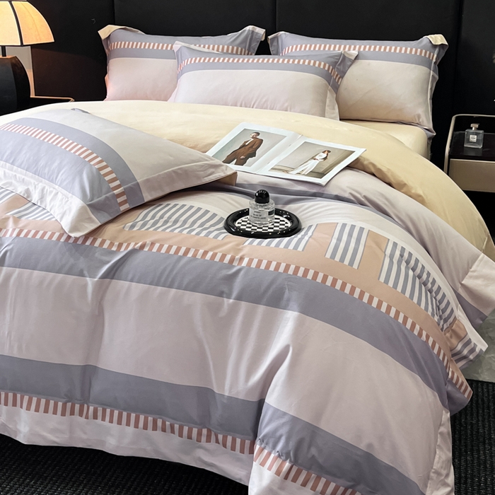 91家纺网 家纺一手货源 找家纺 新方向 2025新款全棉长绒棉数码印花四件套-布拉格之恋 布拉格之恋-香槟