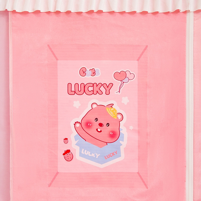 91家纺网 家纺一手货源 找家纺 迪凡保罗蚊帐 2025新款2504专版印花遮光帘上下铺子母蚊帐-城堡款 粉红小熊