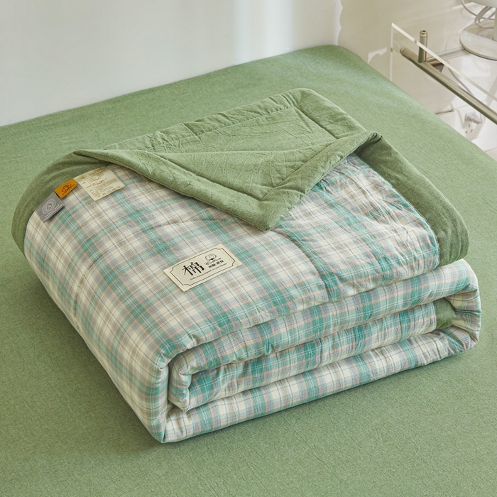 91家纺网 家纺一手货源 找家纺 爱屋及屋  2025新款无印风被子被芯夏凉被空调被 莱茵绿