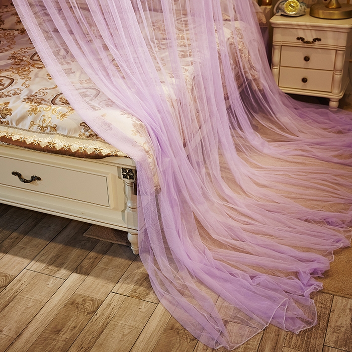 91家纺网 家纺一手货源 找家纺 宝莱利 2025年新款1.5米直径圆顶吊顶落地蚊帐-芳华 紫色