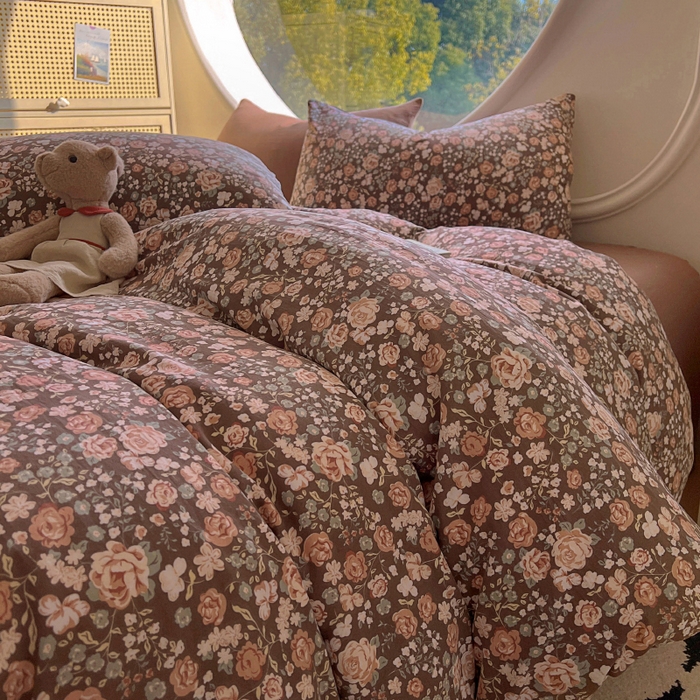 91家纺网 家纺一手货源 找家纺 2025耀达新款舒适水洗棉印花四件套 玫瑰故事-印花