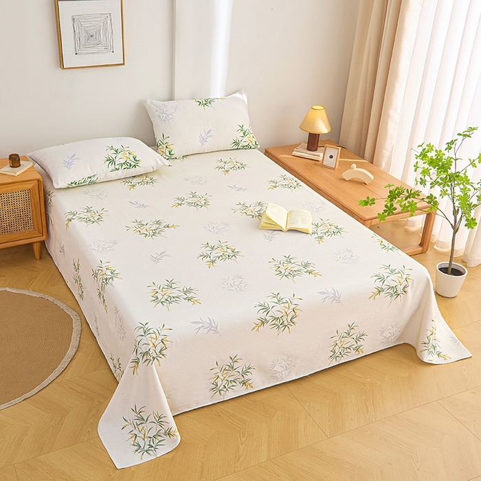 91家纺网 家纺一手货源 找家纺 首爱家纺 2025新款印花原棉标老粗布床单老粗布凉席软凉席花漾