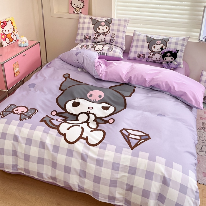 91家纺网 家纺一手货源 找家纺 金爱家 2025新款纯棉数码印花大阪三丽鸥四件套 洛米钻石