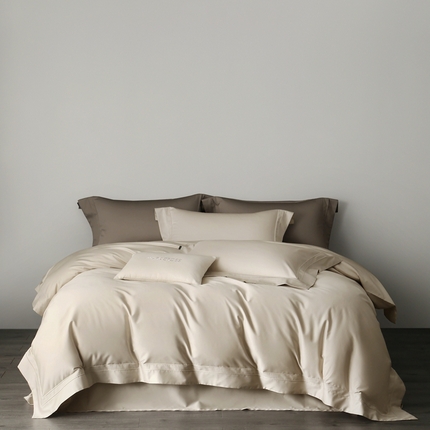 91家纺网 家纺一手货源 找家纺 （总）佳汐蓝家纺  2025新款极致简约质感埋绳全棉四件套-漫野观夏