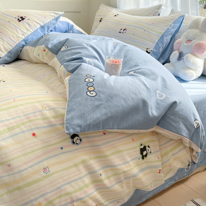 91家纺网 家纺一手货源 找家纺 吉象家纺 2025新款高支密全棉印花四件套12868跑量款 懒萌潘达