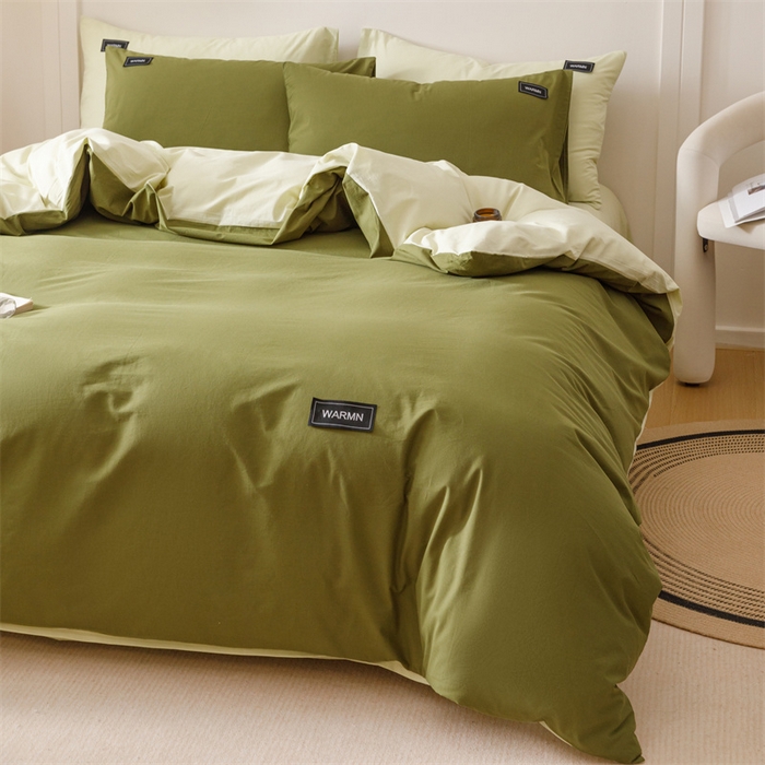 91家纺网 家纺一手货源 找家纺 （总）趣色家纺 2025新款全棉双拼纯色四件套