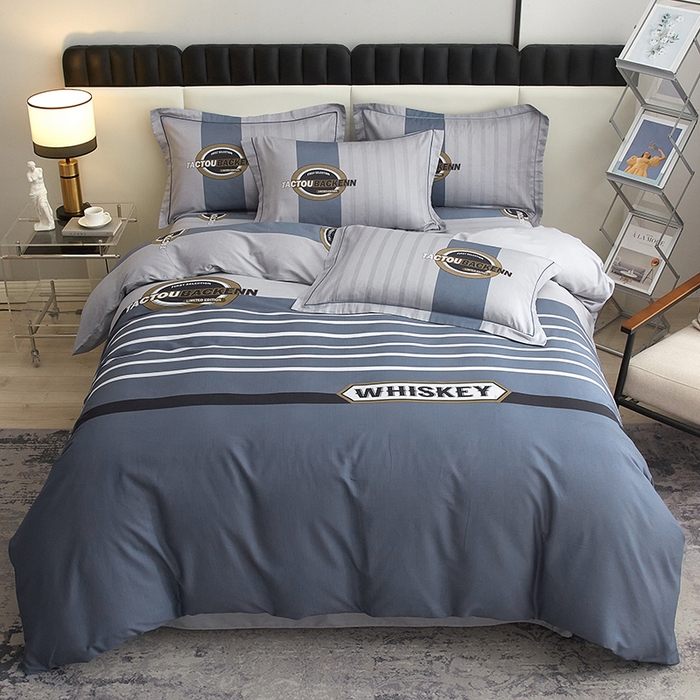 91家纺网 家纺一手货源 找家纺 启航家居2025新款春夏直播爆款全棉大版印花四件套 美式情调