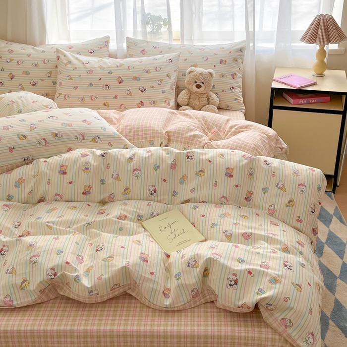 91家纺网 家纺一手货源 找家纺 吉象家纺 2025新款高支密全棉印花四件套12868跑量款 糖果乐园