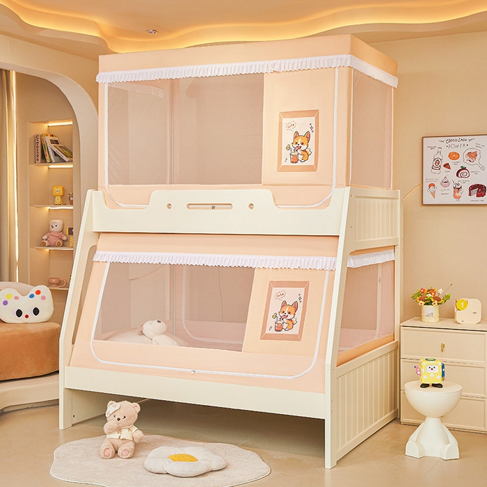 91家纺网 家纺一手货源 找家纺 2025新款常规款子母印花遮光蚊帐 调皮狗