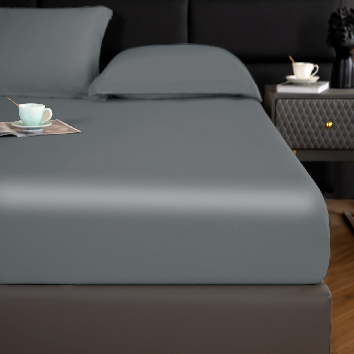 91家纺网 家纺一手货源 找家纺 天瑜 2025天丝床笠 床笠 深灰