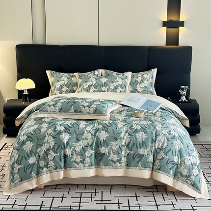 91家纺网 家纺一手货源 找家纺 （总）顾家家居 2025新款长绒棉数码印花隐形宽边四件套