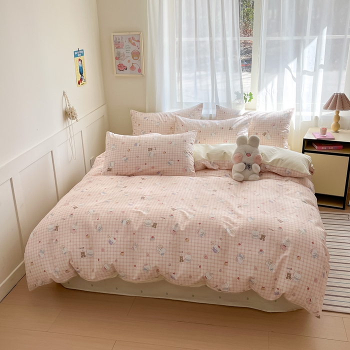 91家纺网 家纺一手货源 找家纺 吉象家纺 2025新款高支密全棉印花四件套12868跑量款 甜美梦境