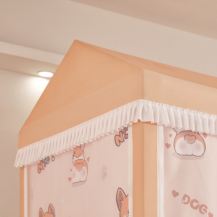 91家纺网 家纺一手货源 找家纺 迪凡保罗蚊帐 2025新款2504专版印花遮光帘上下铺子母蚊帐-城堡款 调皮狗