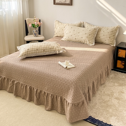 91家纺网 家纺一手货源 找家纺 梦可莱家居 2025新款全棉韩版蕾丝边床盖四件套 樱桃节