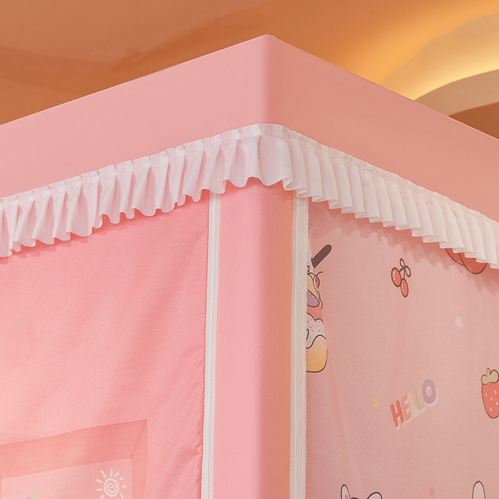 91家纺网 家纺一手货源 找家纺 迪凡保罗2025新款2504专版印花遮光帘上下铺子母蚊帐-常规款 粉红兔兔