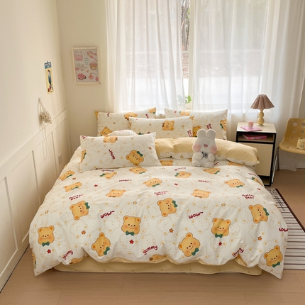 吉象家纺 2025新款高支密全棉印花四件套12868跑量款 瑞迪熊