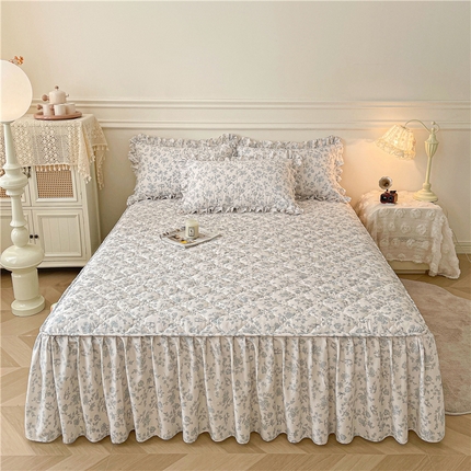 十个点2025新款针织棉 夹棉床笠式床裙床头罩系列  靘芲（qinghua）
