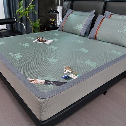 91家纺网 家纺一手货源 找家纺 （总）小牛席业 2025新款加厚款-天鹅冰藤席系列（床笠款）凉席藤席冰藤席冰丝席竹席草席空调席乳胶席豆豆席