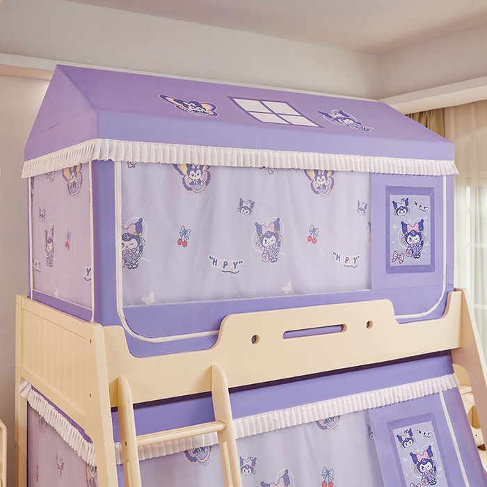 91家纺网 家纺一手货源 找家纺 迪凡保罗蚊帐 2025新款2504专版印花遮光帘上下铺子母蚊帐-城堡款 紫色甜心