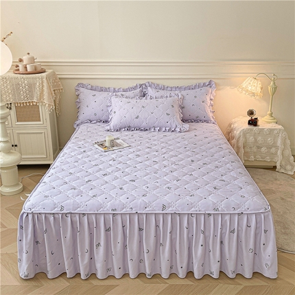 十个点2025新款针织棉 夹棉床笠式床裙床头罩系列  月亮之上