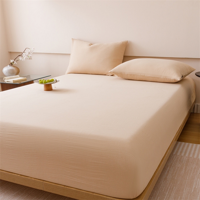 91家纺网 家纺一手货源 找家纺 （总）趣色家纺 2025新款全棉皱皱纱单床笠