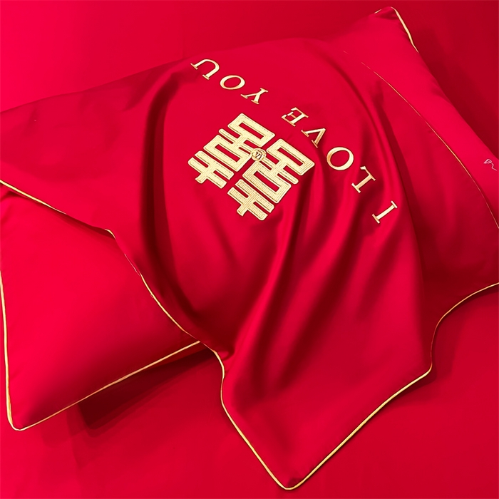 91家纺网 家纺一手货源 找家纺 欧乐蒂 2025新款亲肤棉刺绣婚庆四件套 今生今世