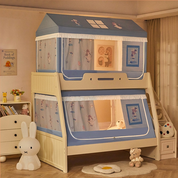 91家纺网 家纺一手货源 找家纺 迪凡保罗蚊帐 2025新款2504专版印花遮光帘上下铺子母蚊帐-城堡款 梦幻少女