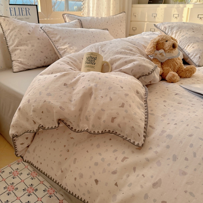 91家纺网 家纺一手货源 找家纺 （总）雅居纺家纺 2025新款全棉贝壳边双层纱四件套