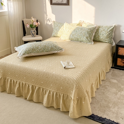 91家纺网 家纺一手货源 找家纺 梦可莱家居 2025新款全棉韩版蕾丝边床盖四件套 生活