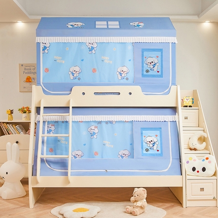 91家纺网 家纺一手货源 找家纺 （总）迪凡保罗蚊帐 2025新款2504专版印花遮光帘上下铺子母蚊帐-城堡款