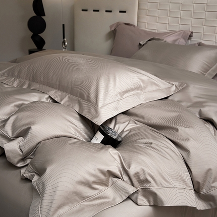 91家纺网 家纺一手货源 找家纺 （总）榻尚家居 2025新款长绒棉贡缎提花手工立体埋绳工艺四件套礼盒包装