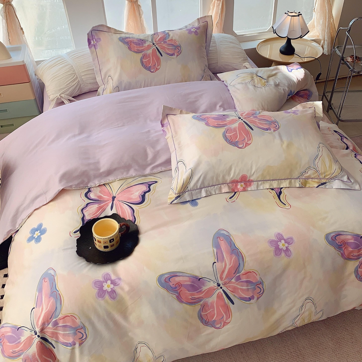 91家纺网 家纺一手货源 找家纺 （总）奈萝家纺 2025新款亲肤小清新全棉四件套