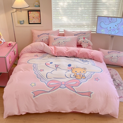 金爱家 2025新款纯棉数码印花大阪三丽鸥四件套 D小熊玉桂狗粉