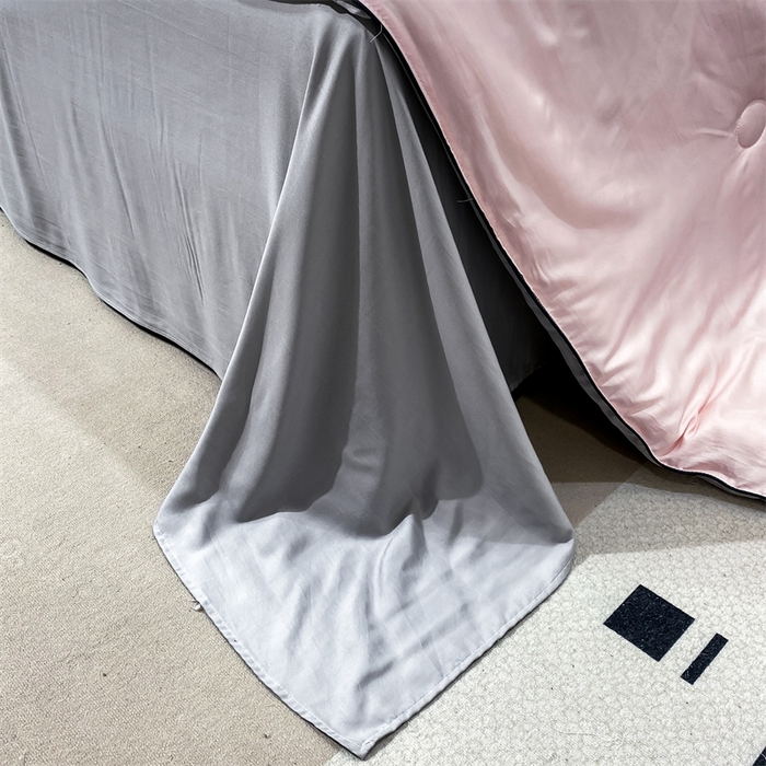 91家纺网 家纺一手货源 找家纺 悦织湾 2025新款夏被60S兰精莱赛尔纯色天丝夏被四件套轻奢 少女粉