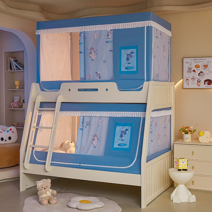 91家纺网 家纺一手货源 找家纺 迪凡保罗2025新款2504专版印花遮光帘上下铺子母蚊帐-常规款 梦幻少女