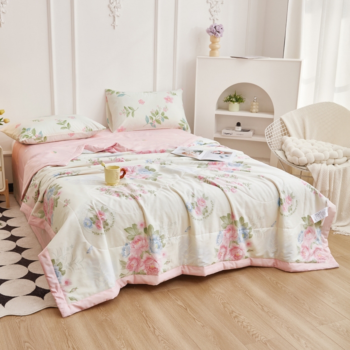 91家纺网 家纺一手货源 找家纺 尊妙被业 2025新款里外全棉印花棉花被纯棉夏被夏凉被全棉棉花夏凉被法尔曼玫瑰