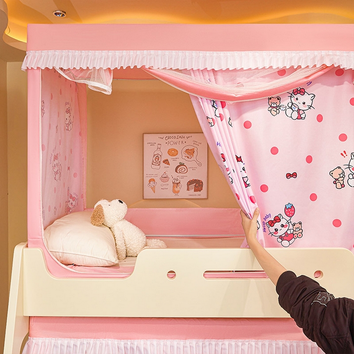 91家纺网 家纺一手货源 找家纺 迪凡保罗2025新款2504专版印花遮光帘上下铺子母蚊帐-常规款 俏皮猫