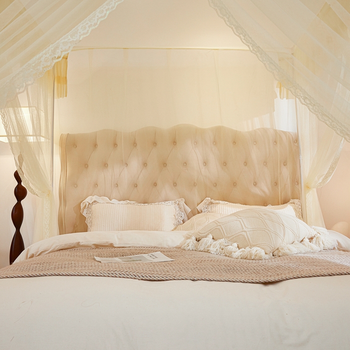 91家纺网 家纺一手货源 找家纺 梦尔佳 2025新款落地款蚊帐-赏心悦目系列860型号 米黄