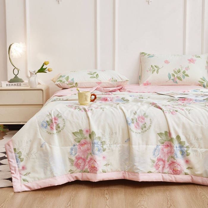 91家纺网 家纺一手货源 找家纺 尊妙被业 2025新款里外全棉印花棉花被纯棉夏被夏凉被全棉棉花夏凉被法尔曼玫瑰