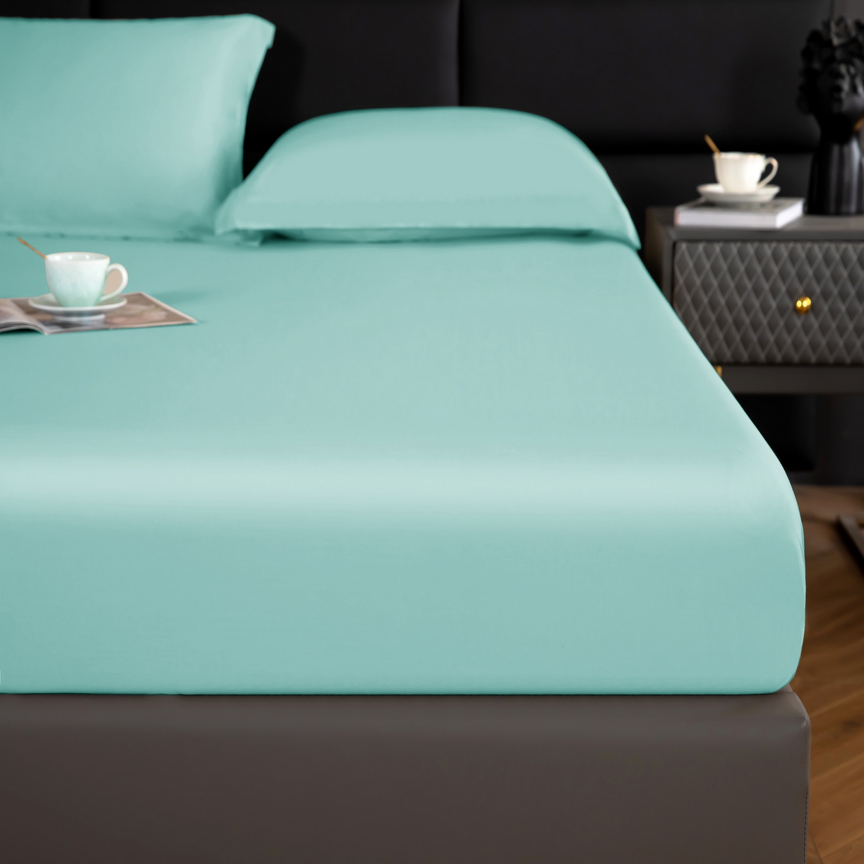 91家纺网 家纺一手货源 找家纺 天瑜 2025天丝床笠 床笠 海洋蓝