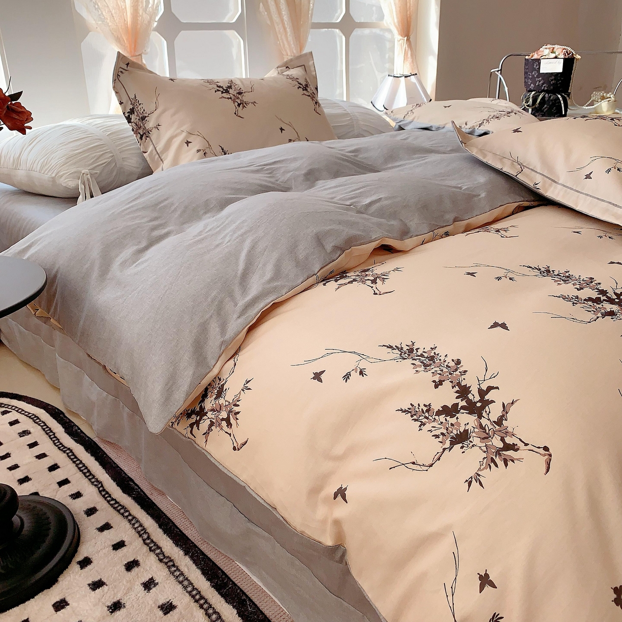 91家纺网 家纺一手货源 找家纺 奈萝家纺 2025新款亲肤小清新全棉四件套 灵蝶