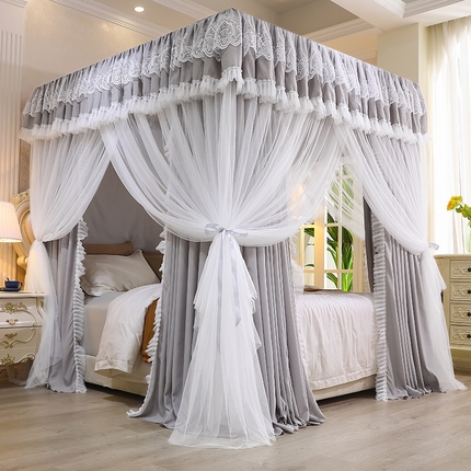 91家纺网 家纺一手货源 找家纺 宝莱利 2025新款遮光布帘落地蚊帐 灰色