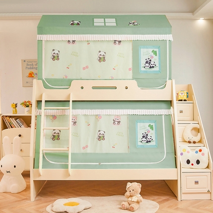 迪凡保罗蚊帐 2025新款2504专版印花遮光帘上下铺子母蚊帐-城堡款 贪吃熊猫