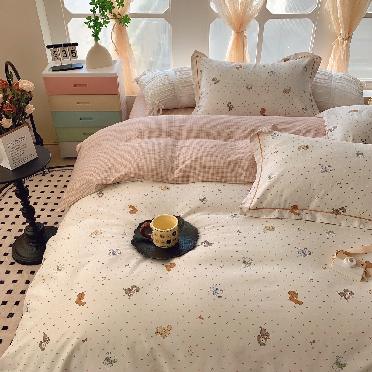 91家纺网 家纺一手货源 找家纺 奈萝家纺 2025新款亲肤小清新全棉四件套 旺达