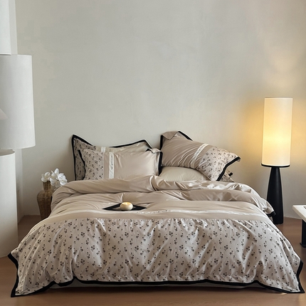 赫帛 2025新款50支长绒棉四件套-春日絮语 春日絮语-亚麻色