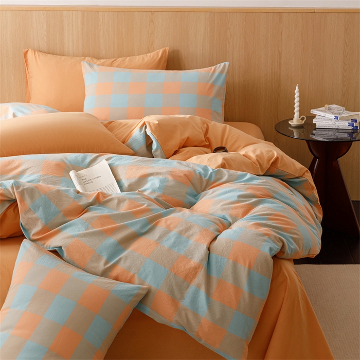 91家纺网 家纺一手货源 找家纺 趣色家纺 2025新款全棉色织水洗棉四件套 梵芙桔