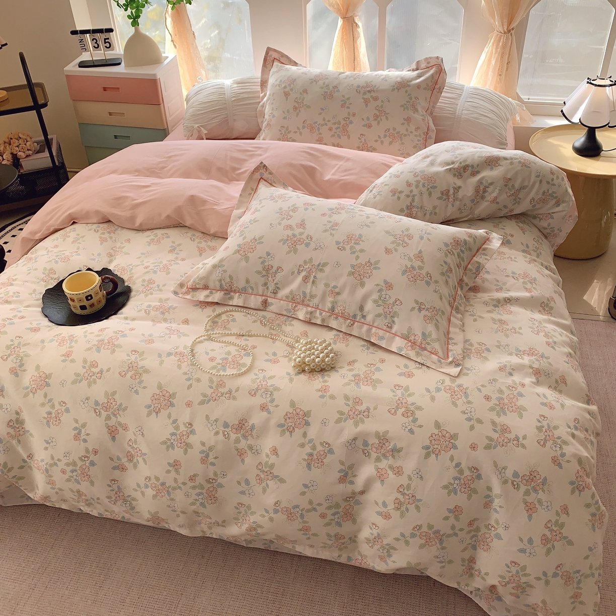 91家纺网 家纺一手货源 找家纺 奈萝家纺 2025新款亲肤小清新全棉四件套 伊甸园