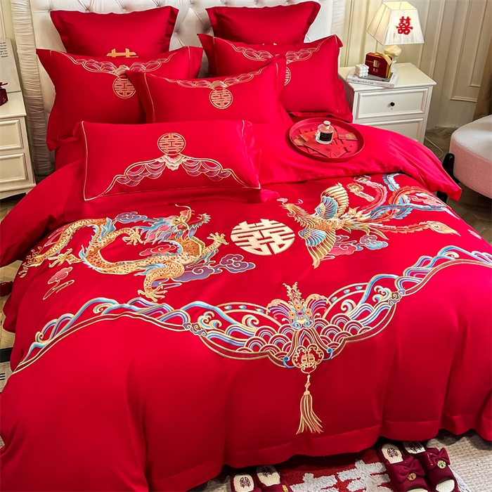 91家纺网 家纺一手货源 找家纺 （总）欧乐蒂 2025新款亲肤棉刺绣婚庆四件套