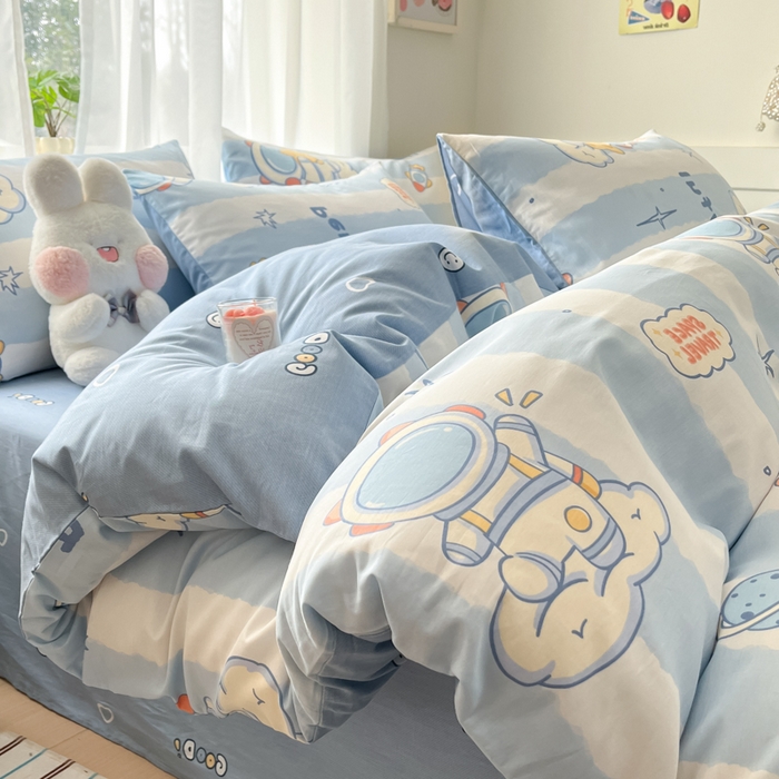 91家纺网 家纺一手货源 找家纺 吉象家纺 2025新款高支密全棉印花四件套12868跑量款 遨游星际